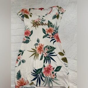 Guess Floral Mini Dress - White, Pink, Green